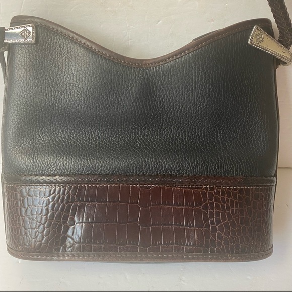 Brighton Vintage Two-Tone Leather Bucket Bag Purse - Picture 2 of 11